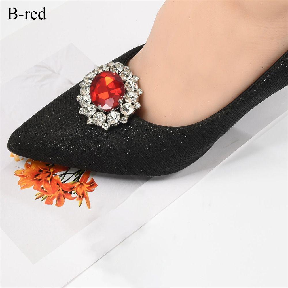 Fashion Shiny Metal Shoe Clips Rhinestones Crystal Charm Buckle Removable Bride Shoes Decoration High Heel