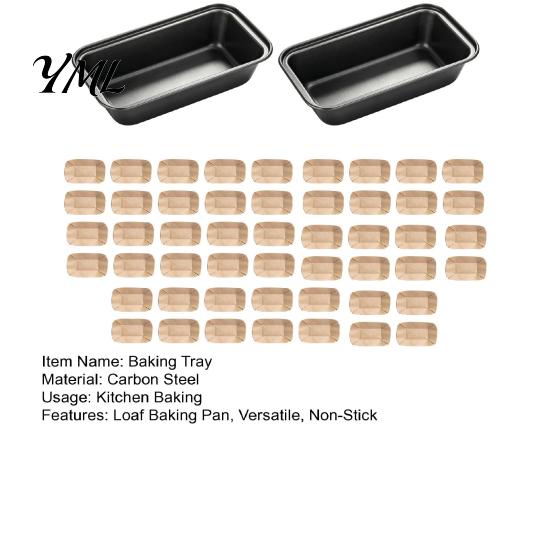 Safe Bread Baking Equipment Rectangle Loaf Pans with Parchment Liners, Nonstick Carbon Steel Easy Clean Non-stick Tin Reusable Bakeware, Heat