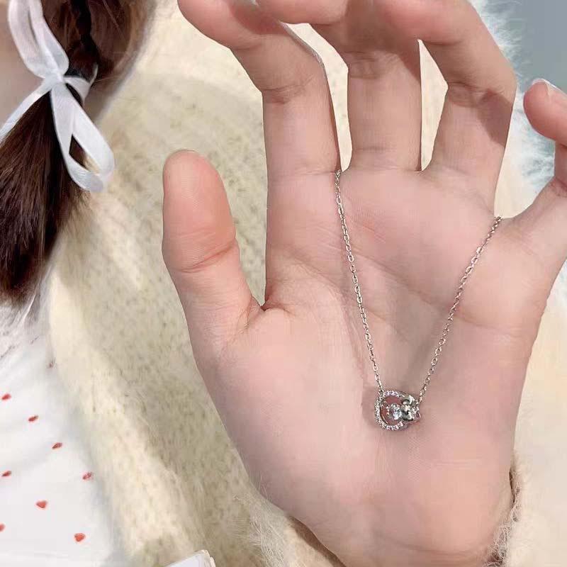 Laurel fairy rabbit zircon necklace female niche design advanced sense cute sweet versatile smart jade rabbit collarbone chain