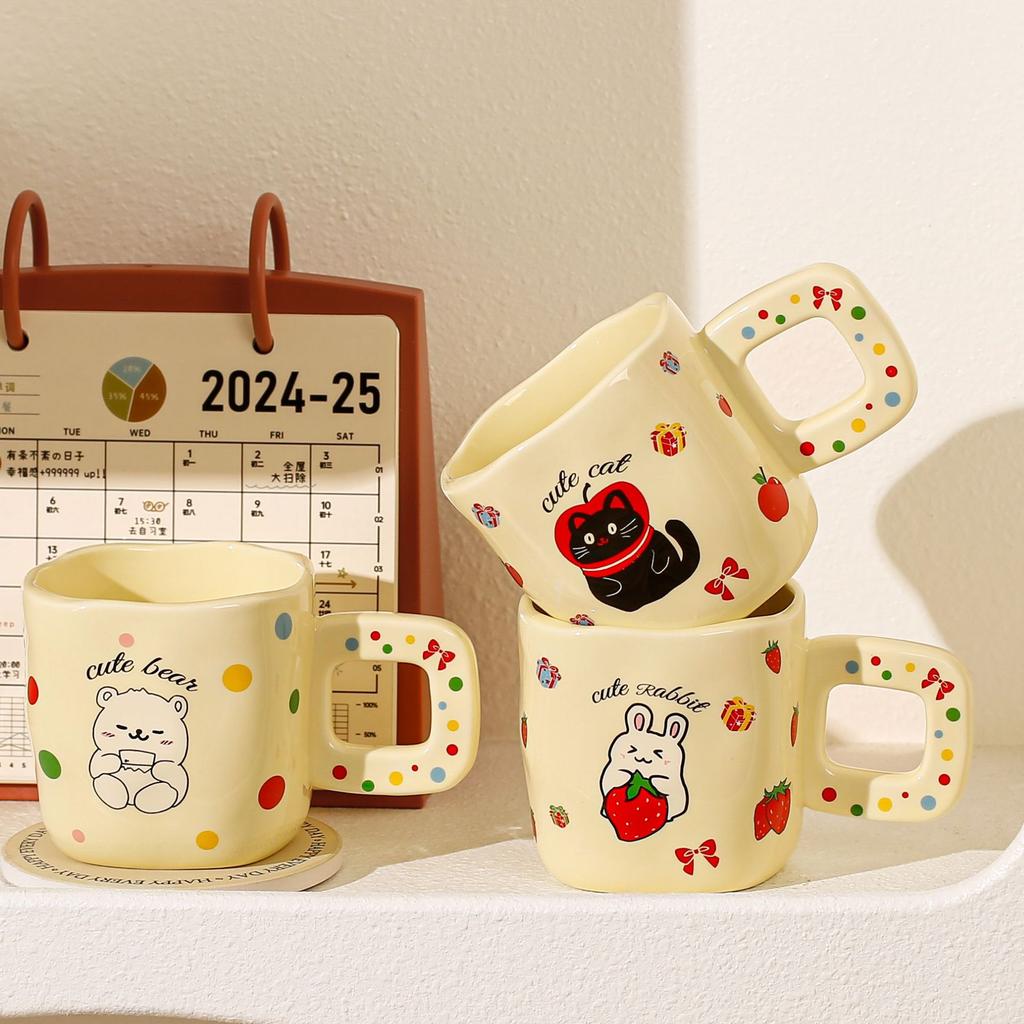Tecknad Djur Mugg Par Kopp Keramisk Kopp Flicka Söt Kreativ Hem Kontor Kaffekopp Vattenkopp