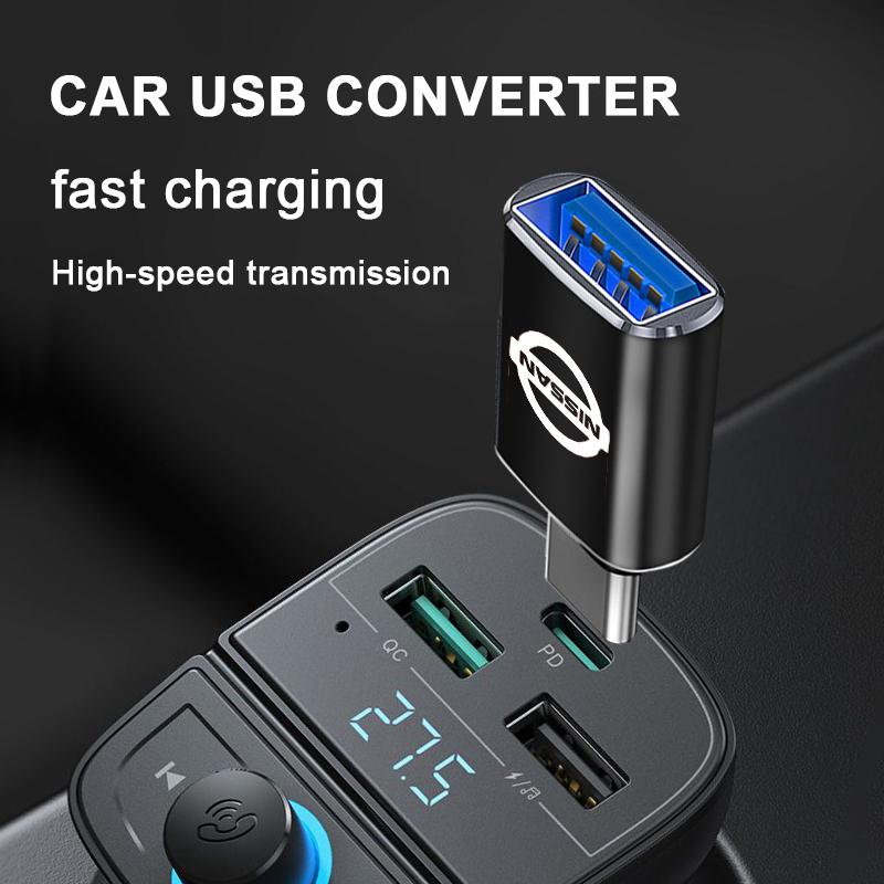 1Pcs Car Charging Adapter Type-C To USB Converter Car Accessories For Nissan Nismo Qashqai X J10 Trail Tiida Juke Teana Pulsar Altima