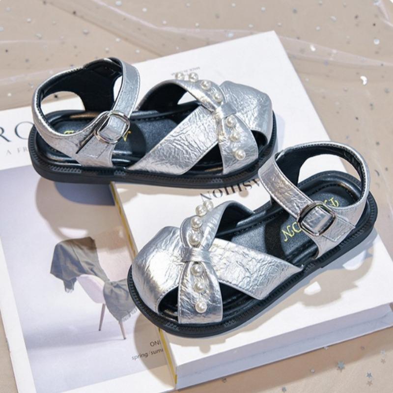 Girls Closed Toe Sandals New Summer French Soft Sole Beach Shoes Sweet Princess Sandals for Baby Little Girls