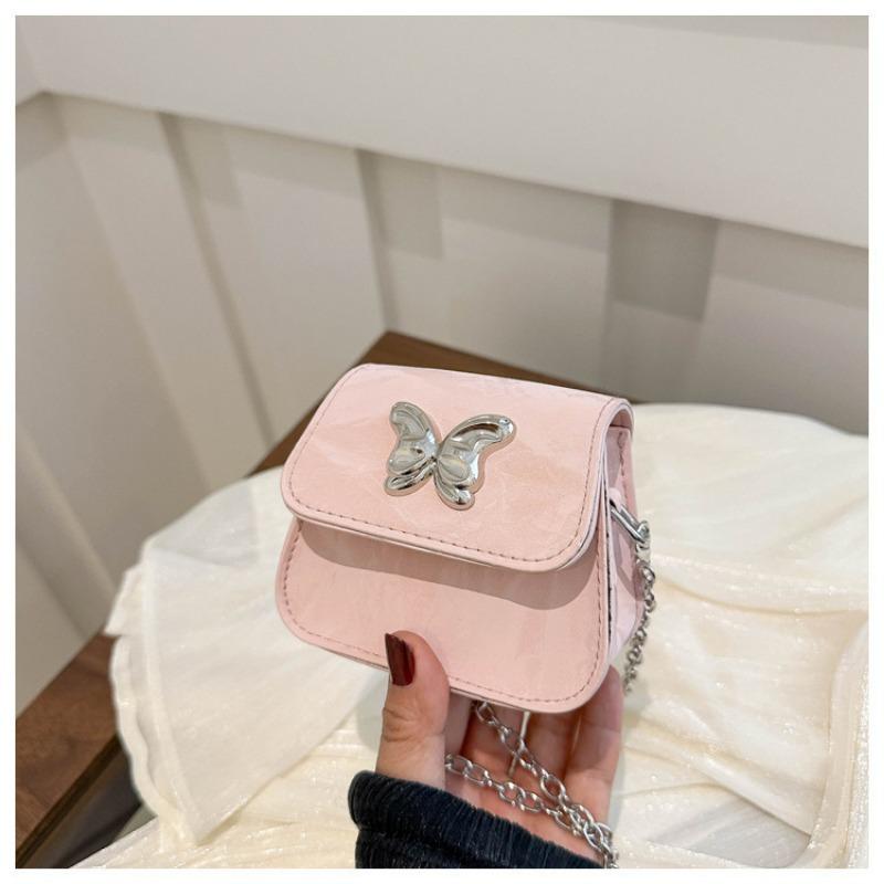 Small Square Bag Women's New Fashion Bow Texture Shoulder Bag Solid Color Simple Messenger Bag