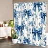 Waterproof Floral Pattern Shower Curtain Blue and White Vintage Design Bathroom Shower Curtain Liner Home Decor Accessories Cott