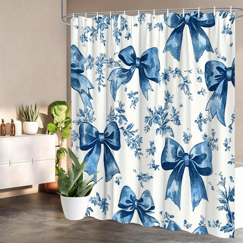 Waterproof Floral Pattern Shower Curtain Blue and White Vintage Design Bathroom Shower Curtain Liner Home Decor Accessories Cott