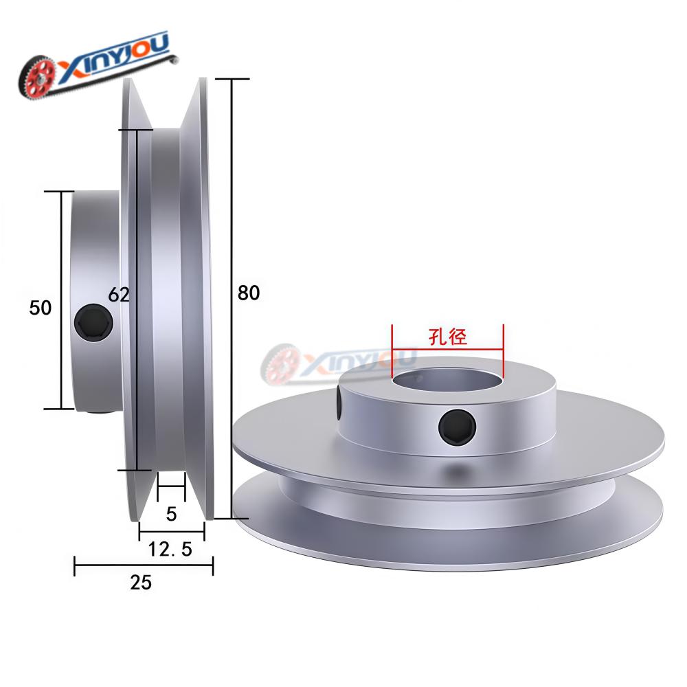 PU round belt pulley 10mm round belt single groove V-O belt pulley aluminum alloy motor single spindle transmission wheel