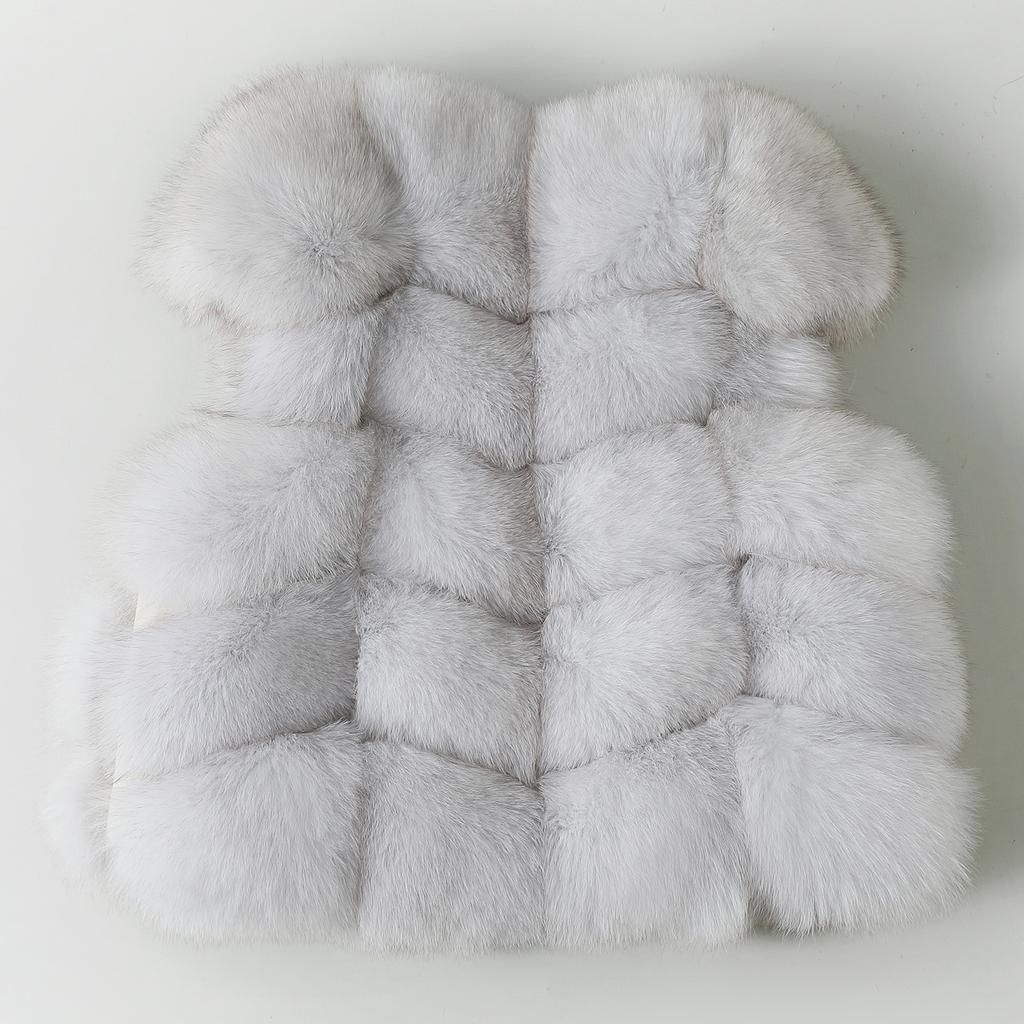 Finland imported fox hair vest women's back hair bread cubes round neck fur vest warm small young