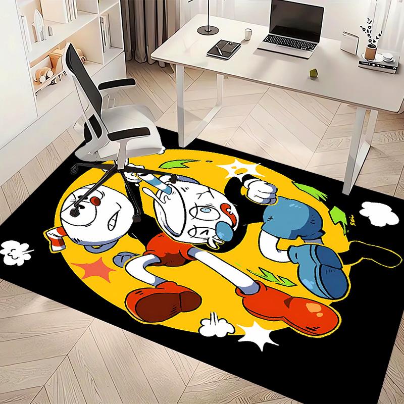 Cuphead Printed Absorbent Washable Carpet, Non-Slip Bathroom Mats, Kitchen Rugs, Yoga Mat,Living Room Entrance, Camping Picnic Rugs