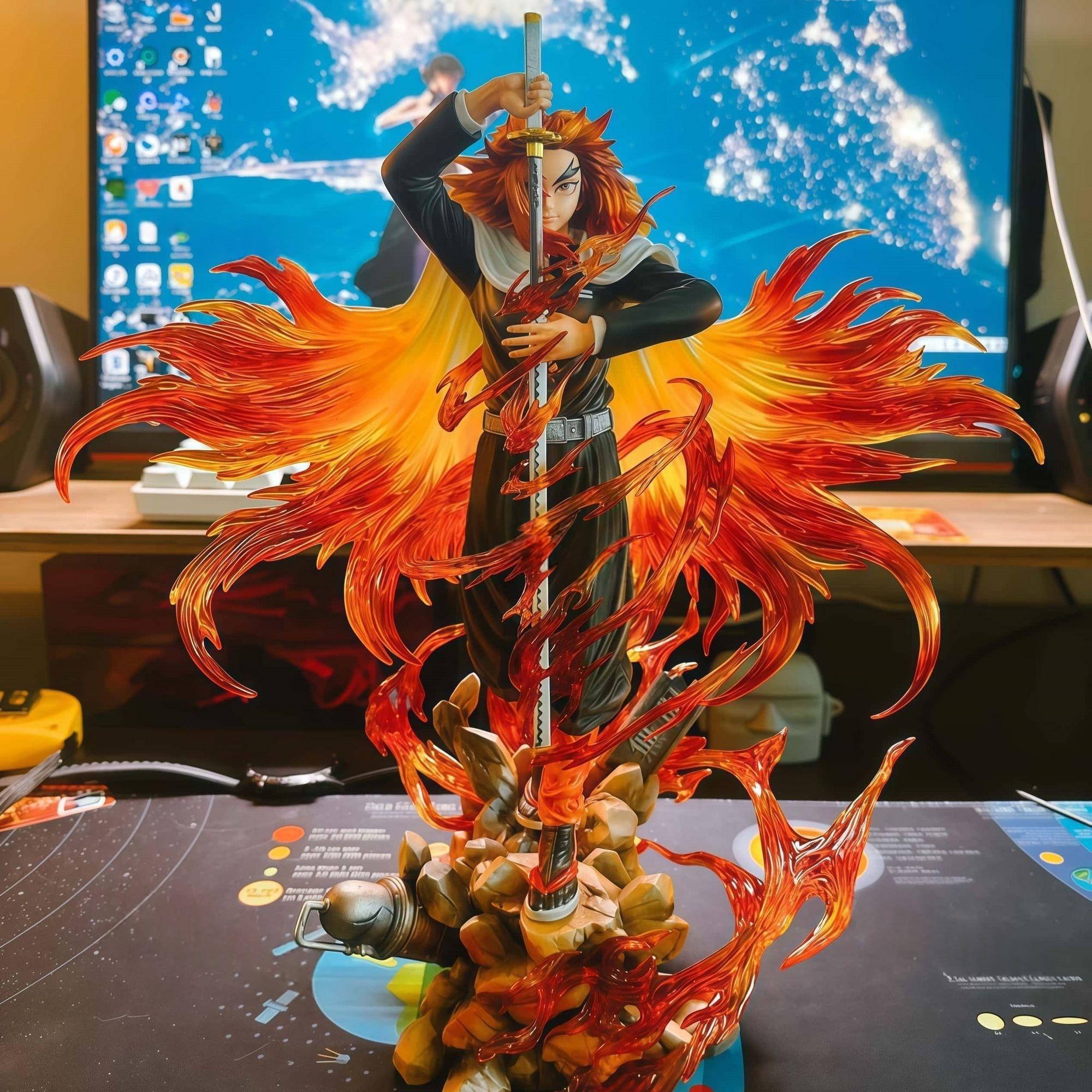 30Cm/11.81In Rengoku Kyoujurou Demon Slayer Anime Figure Figurine Flame Hashira Model Birthday Toys Gifts Pvc Statue Collection
