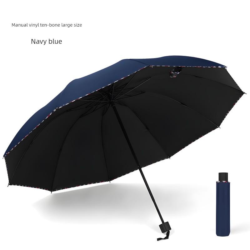 Ten-Rib Extra-Large Folding Umbrella, Uv Protection Umbrella for Three People, Dual-Use for Sun and Rain, Enlarged Manual 70% off Sun Umbrella