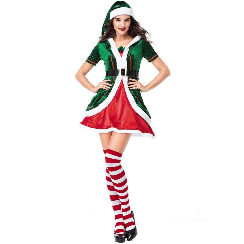 2023 Christmas New Green Christmas Elf Costume Party Role Play European and American Amazon