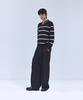 IRONYPORNO WHITELINE 86-Iroj365 Open-Neck Striped Long-Sleeve Knit Black