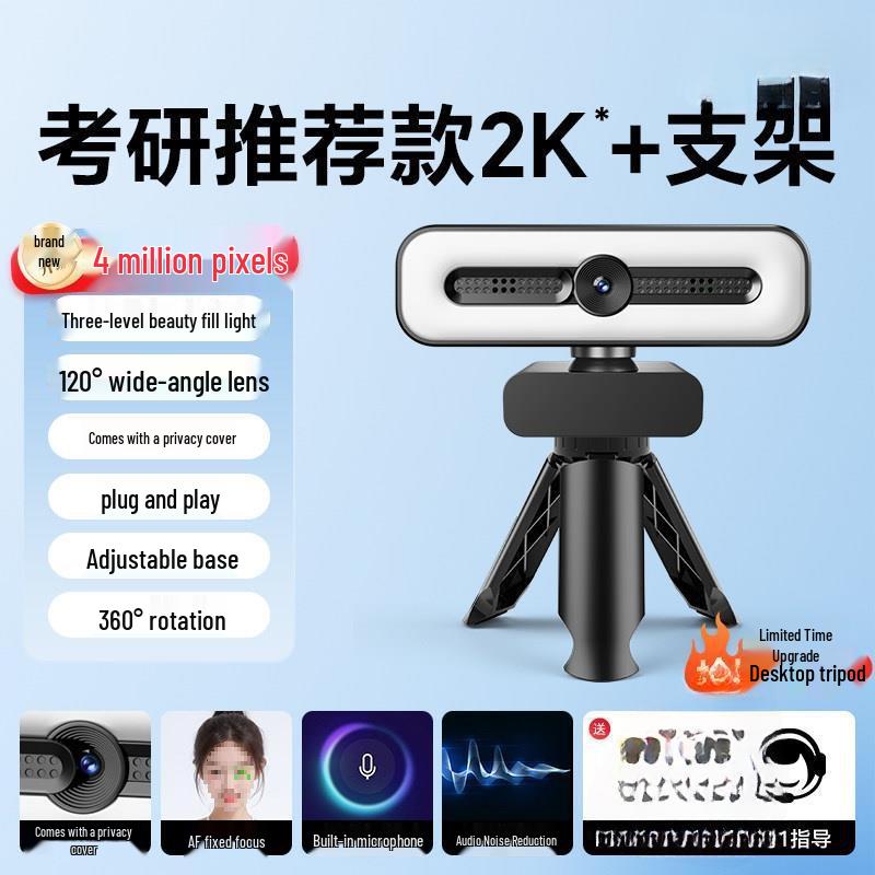 HD Webcam with Microphone & Privacy Cover for Online Classes, Laptops, Desktops, and Beauty Applications