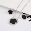 Top Quality Women Girls Five Leaf Flower Set Necklace Earrings Fashion Luxury Natural Stone Shell Set High Quality Zircon Gifts