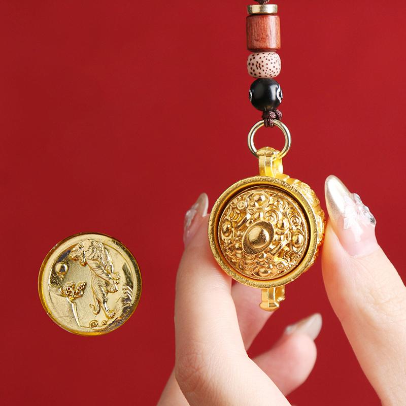 Kaksteist sodiaagi jäljendit messingist aardekauss, pöörlev meeste ja naiste rippuv kaunistus auto võtmehoidja ripats