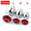 3 Pièces/ensemble Plug anal en métal bouchon anal Jouets sexuels Jouets pour fesses Pour Femmes/Hommes/Couples Jeu pour Adultes Masturbateur Anal S/M/L Diamant Sex Shop