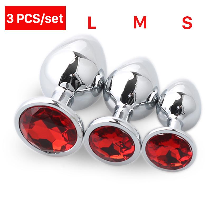 3 Pcs/set Metal Anal Plug Butt Plug Sex Toys Butt Toys For Women/Men/Couples Adults Game Masturbator Anal S/M/L Diamond Sex Shop