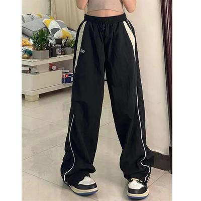 Жіночі повсякденні штани для бігу Tech Pants Однотонні штани із заниженою талією Широкі широкі брюки на зав’язках Штучні штани Вуличний одяг Спортивні штани великого розміру