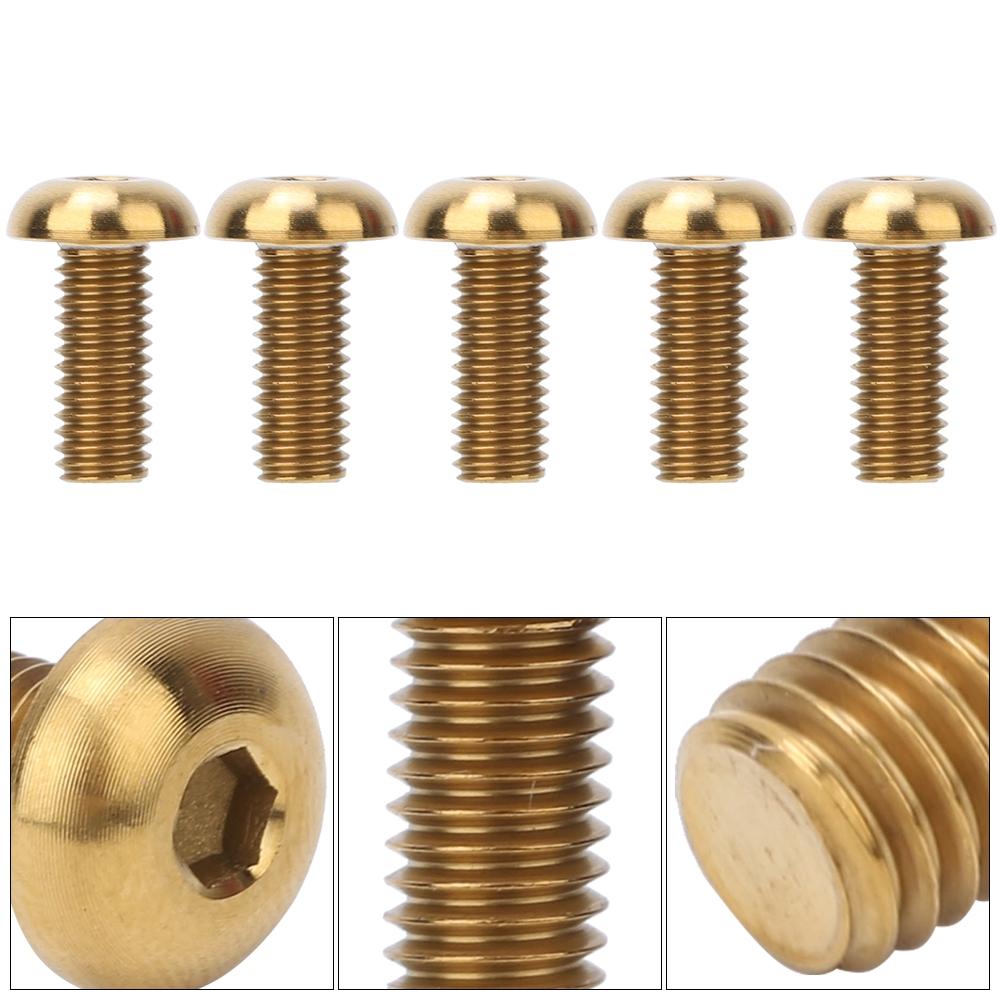 5pcs  Pack Titanium Alloy M5*12 Bicycle Water Bottle Cage Bolts M5*10 Disc Brake Screws(M5*12 Gold