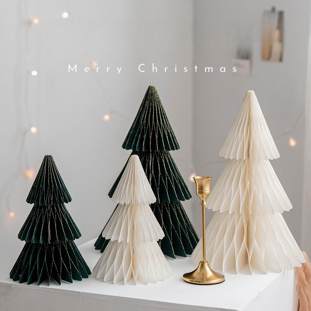 2 kusy vánoční dekorace origami vánoční stromek bytové doplňky stolní sváteční atmosféra dekorační rekvizity