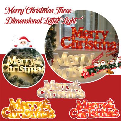 Merry Christmas Letter Decorative Lamp 3d Christmas Letter Light Christmas Party Atmosphere Decorative Lights Letter Lights