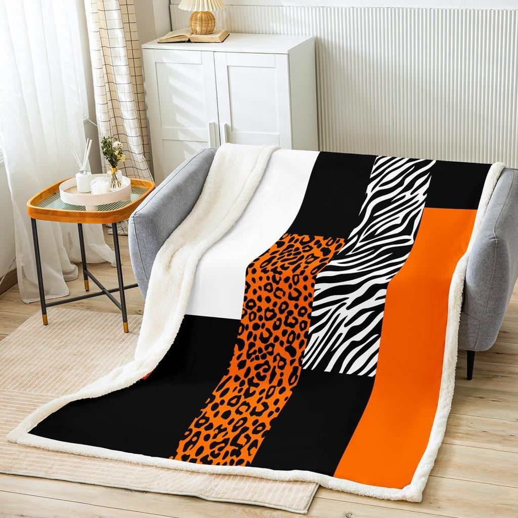 Red leopard zebra print blanket bold animal pattern soft throw modern home decor stylish bedroom bedding fashion design textile