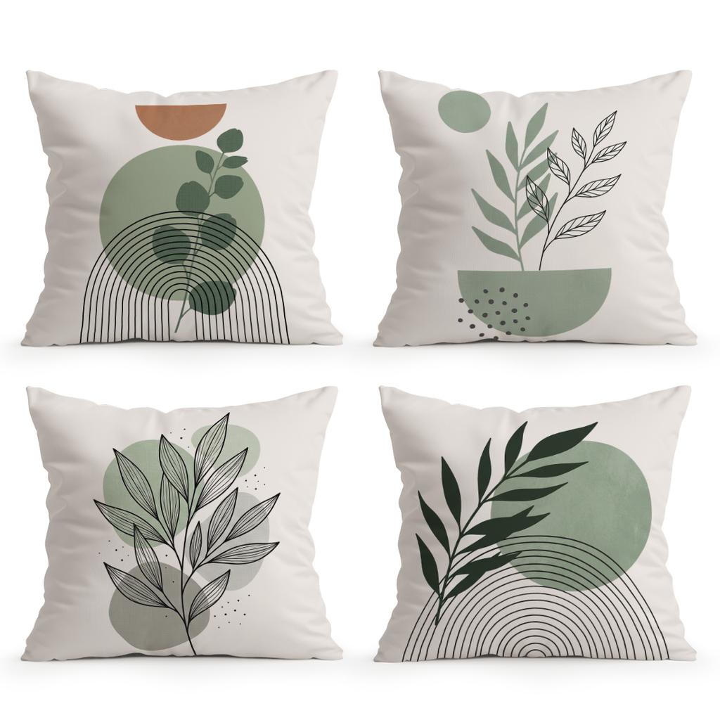 Abstract Leaves And Geometric Cushion Covers Pillowcase Home Decor Bedroom Sofa Cushion Cover Living Room Car Home Decor