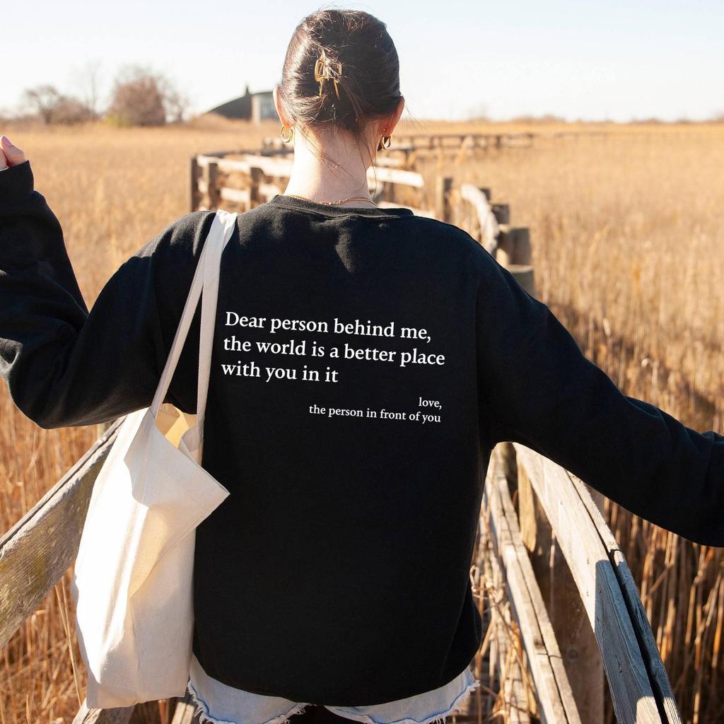 2025 Women's Fleece-Lined Slogan Sweatshirt, Solid Color, Round Neck