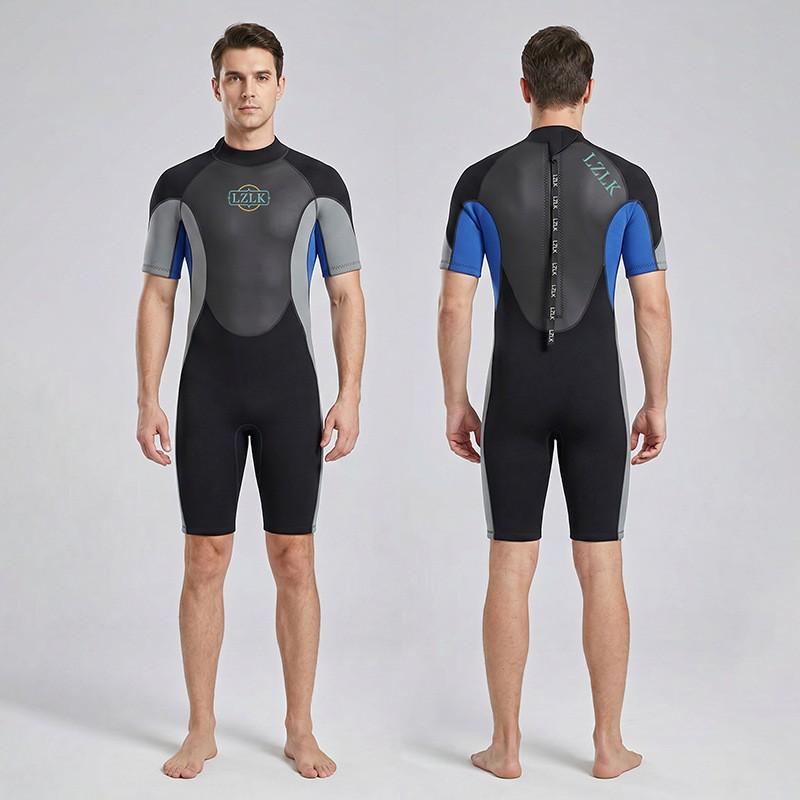 2mm Short Sleeve Shorty Back Zip Wetsuit Surfing Diving Swimming Lightweight Chloroprene Neoprene Mens Fall