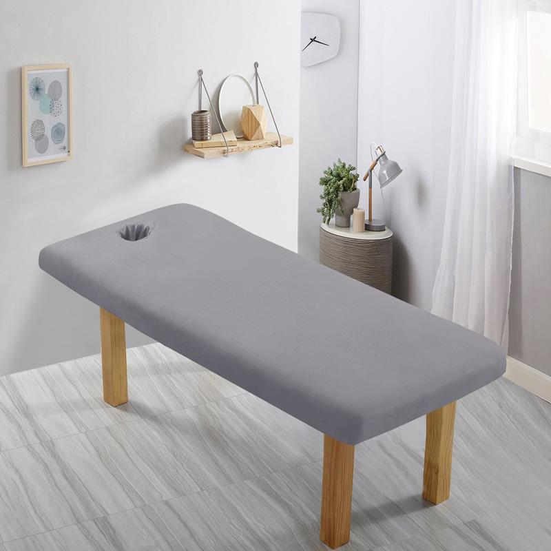 Universal Beauty Bed Set: Solid Color Brushed Tuina Massage & Physiotherapy Bed Cover with Hole.