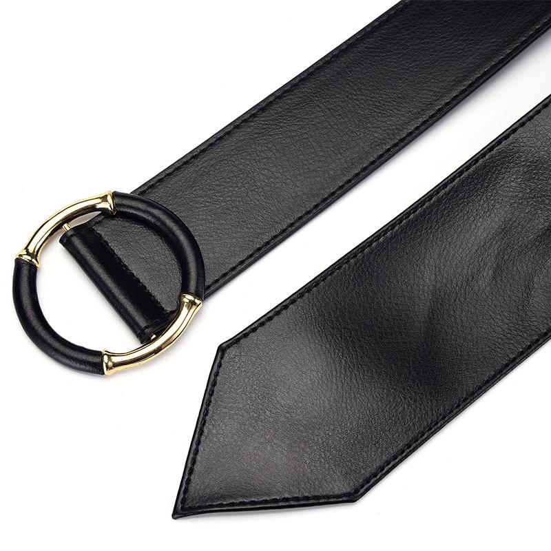 Autumn And Winter Ring Buckle Wide Belt Women'S Decorative Belt Dress Coat Black Waist Seal
