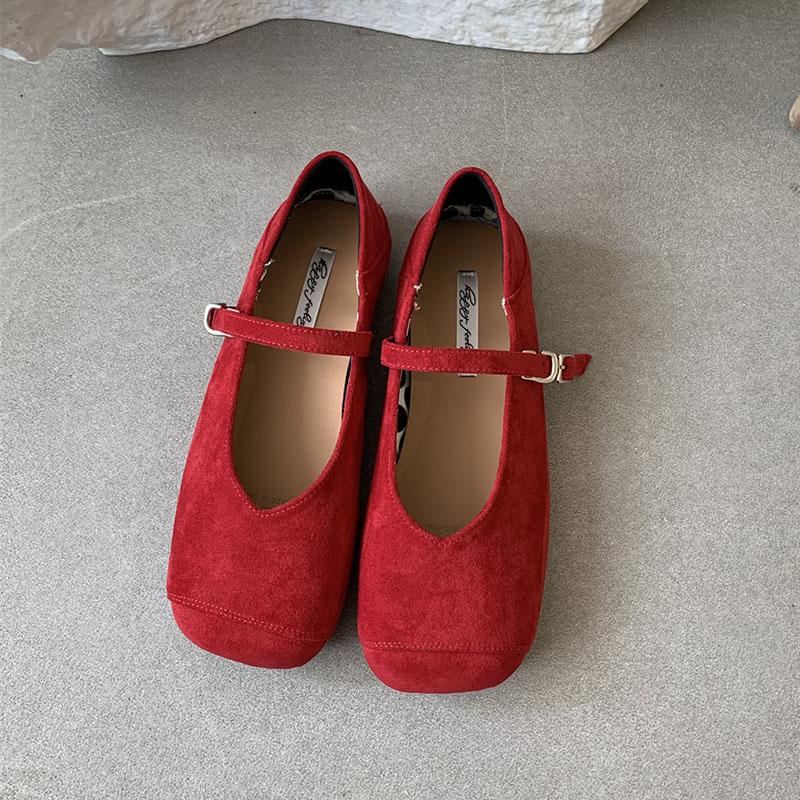 Fashion Fashion Shallow Footwear Buckle Strap Women Mary Janes Flats Shoes Luxury Female Square Toe Ladies Flats With Shoes 2025 New