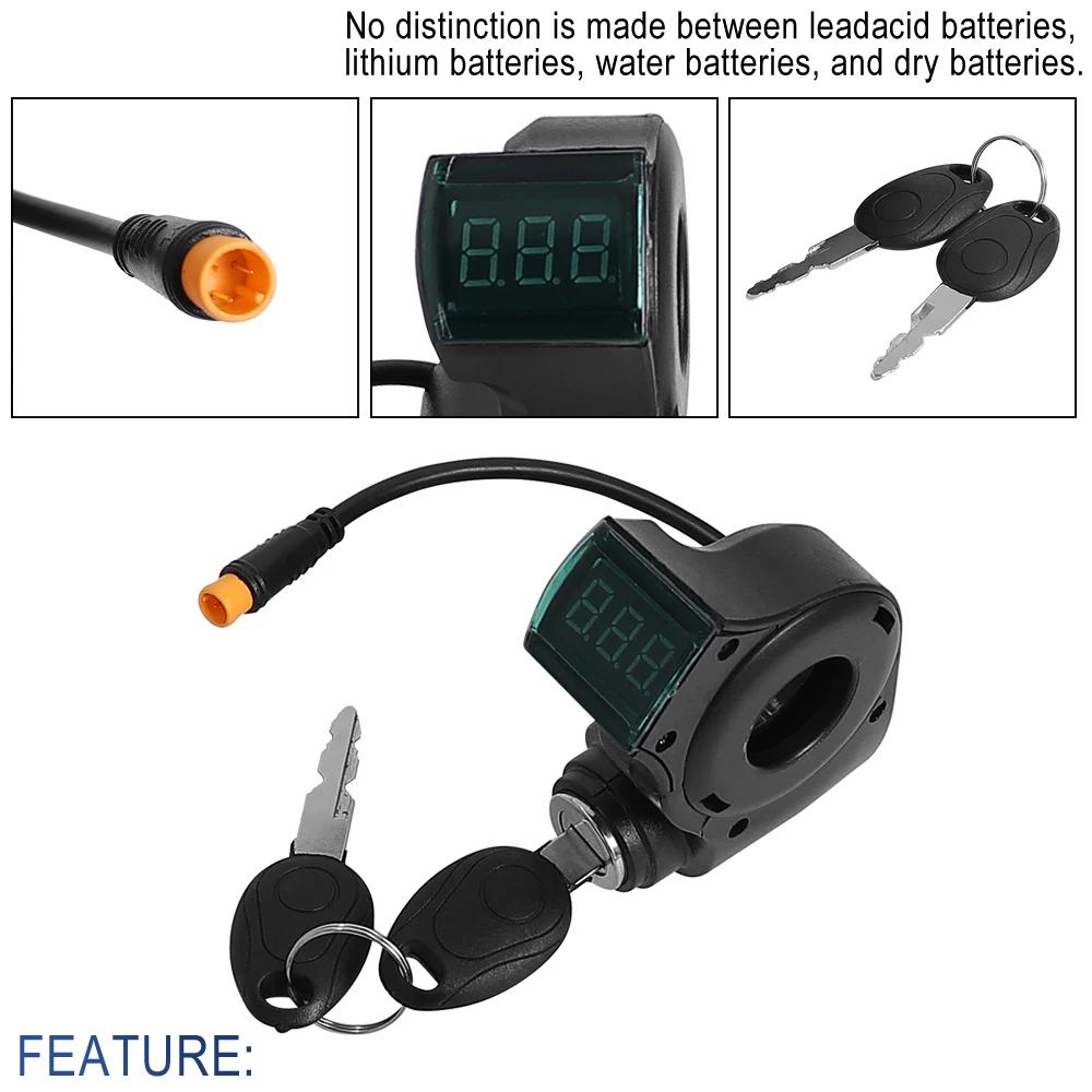 Κλειδί Κλειδαριάς Ανάφλεξης Ηλεκτρικού Ποδηλάτου Γκάζι αντίχειρα για KUGOO M4 XiaoMi M365 Βολτόμετρο Ψηφιακή Ένδειξη Τάσης Διακόπτης 3Pin Ηλεκτρικό Πατίνι