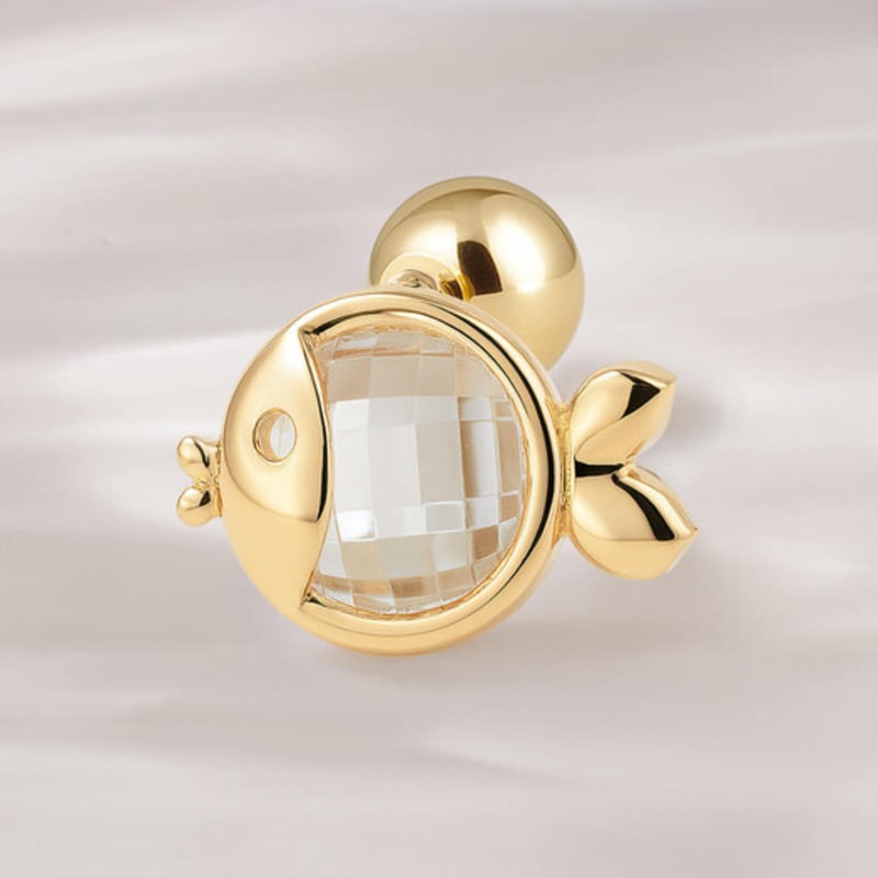 

JEWNEL 14K Petite Goldfish Design Cubic Piercing Earrings piercing (1 piece)
