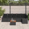 VidaXL Ensemble de sofa jardin 7 pièces avec coussins Noir Poly Rattan Acacia 3347842