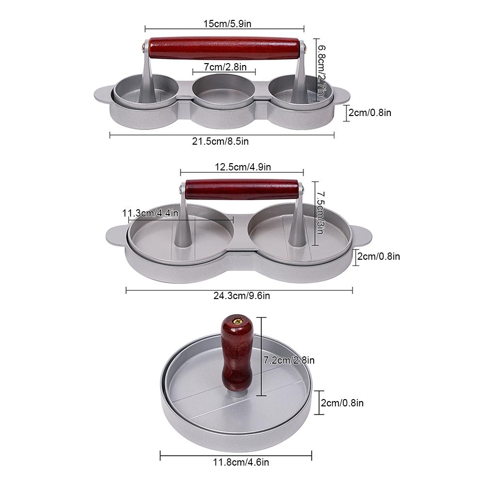 Double Burger Presses Aluminum Non-Stick Burger Meat Patty Press Manual Hamburger Makers Mold Kitchen Meat Patties Making Tool