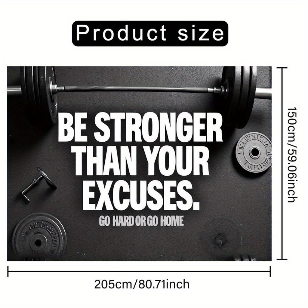 1pc Power Background Banner - "Stronger than Your Excuses. Fight or Go Home" - Polyester Indoor/Outdoor Fitness Wall Decoration