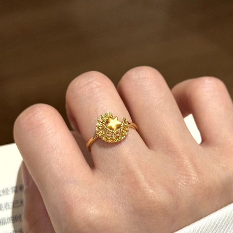 

Creative Sparkling Lines Weaving Star Moon Necklace rings for women High Grade Clavicle Chain Wedding Light Luxury Sets