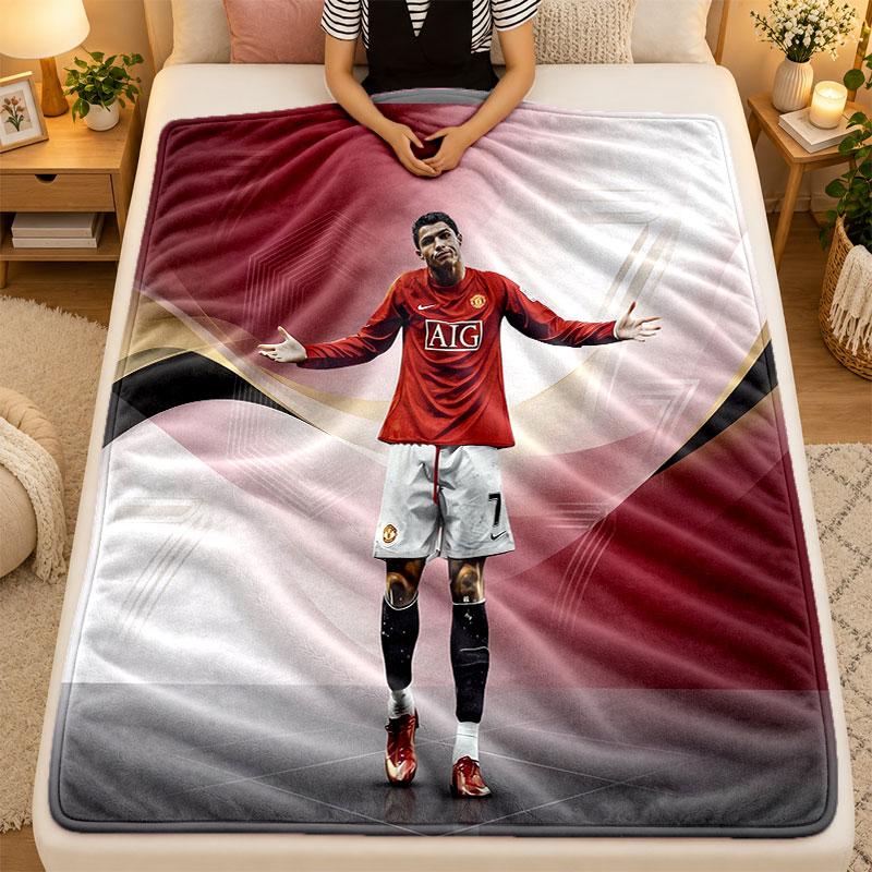 Flannel BlanketCristiano Ronaldo Warm Soft Throw Blanket for Indoor Sofa Bed Living Room Use