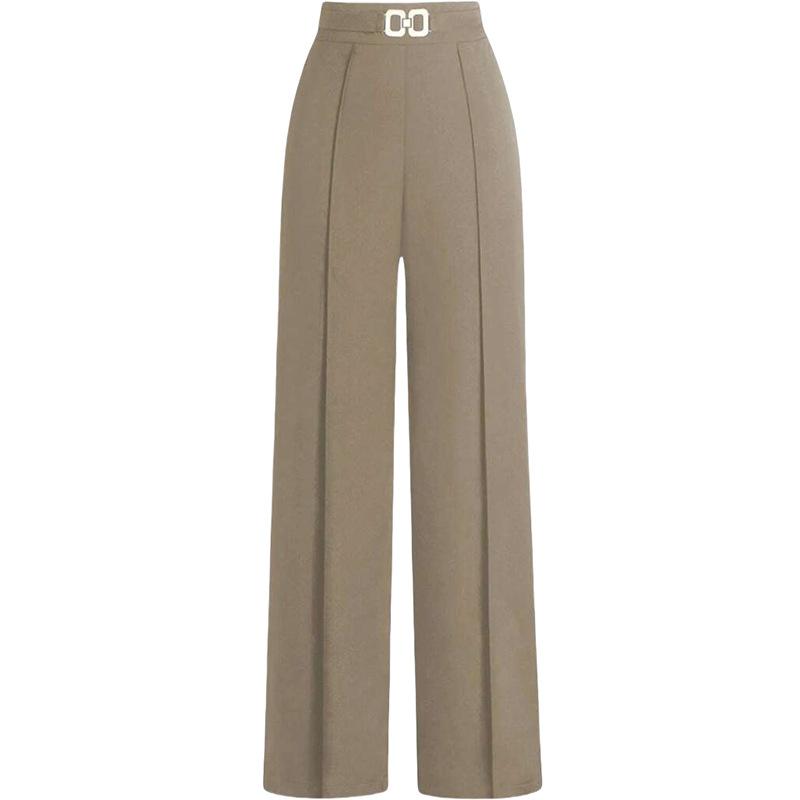 Women's High Waist Wide Leg Pants with Drawstring Waist and Pleats Multi Colors