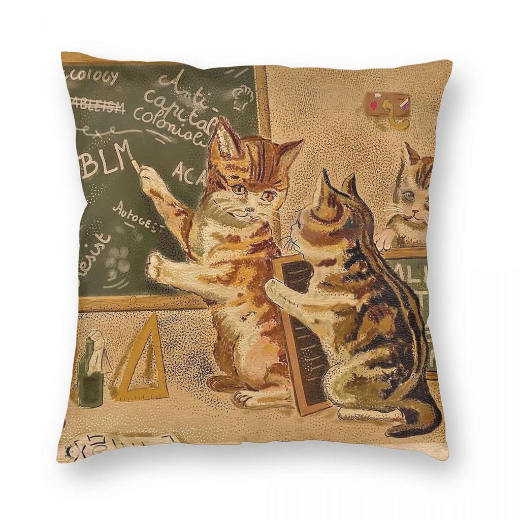 The Lesson Cats Belle Epoque Square Pillowcase Polyester Linen Velvet Creative Zip Decorative Pillow Case Car Cushion
