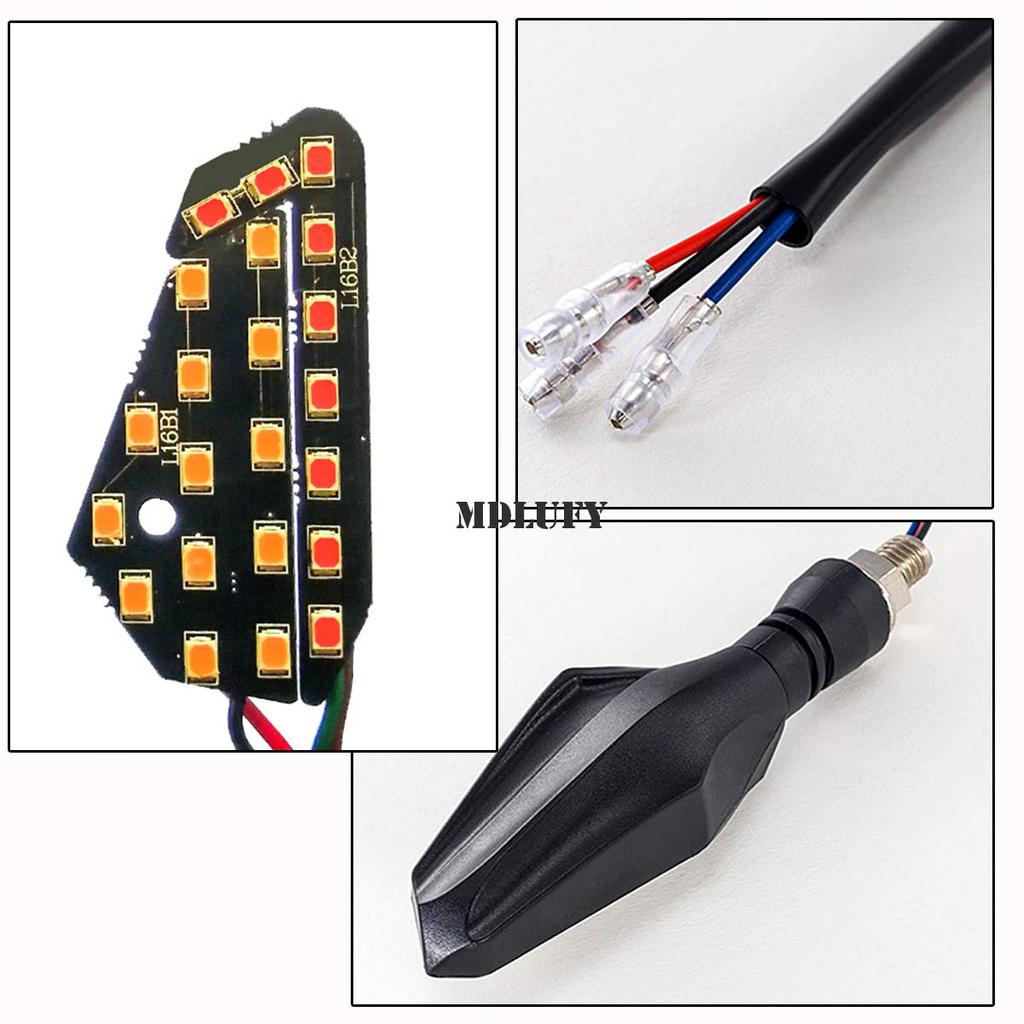 MDLUFY Motorrad-Blinker, 2 Farben, Universell einsetzbar, LED Sequenzieller Blinker, Fahrrad,