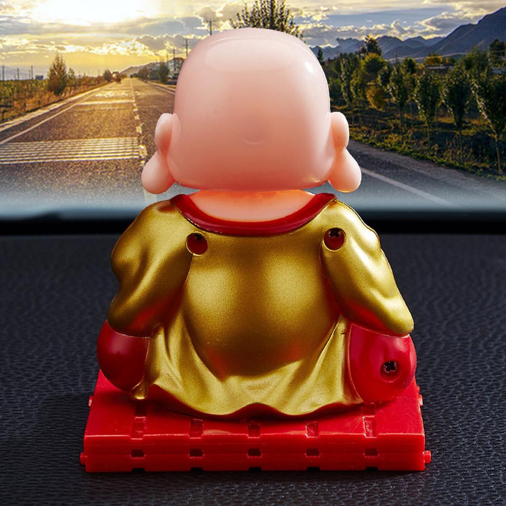 Solar Buddha Figurine Maitreya Auto Hand Shaking Solar Powered   ABS Buddha Statue for Home Car