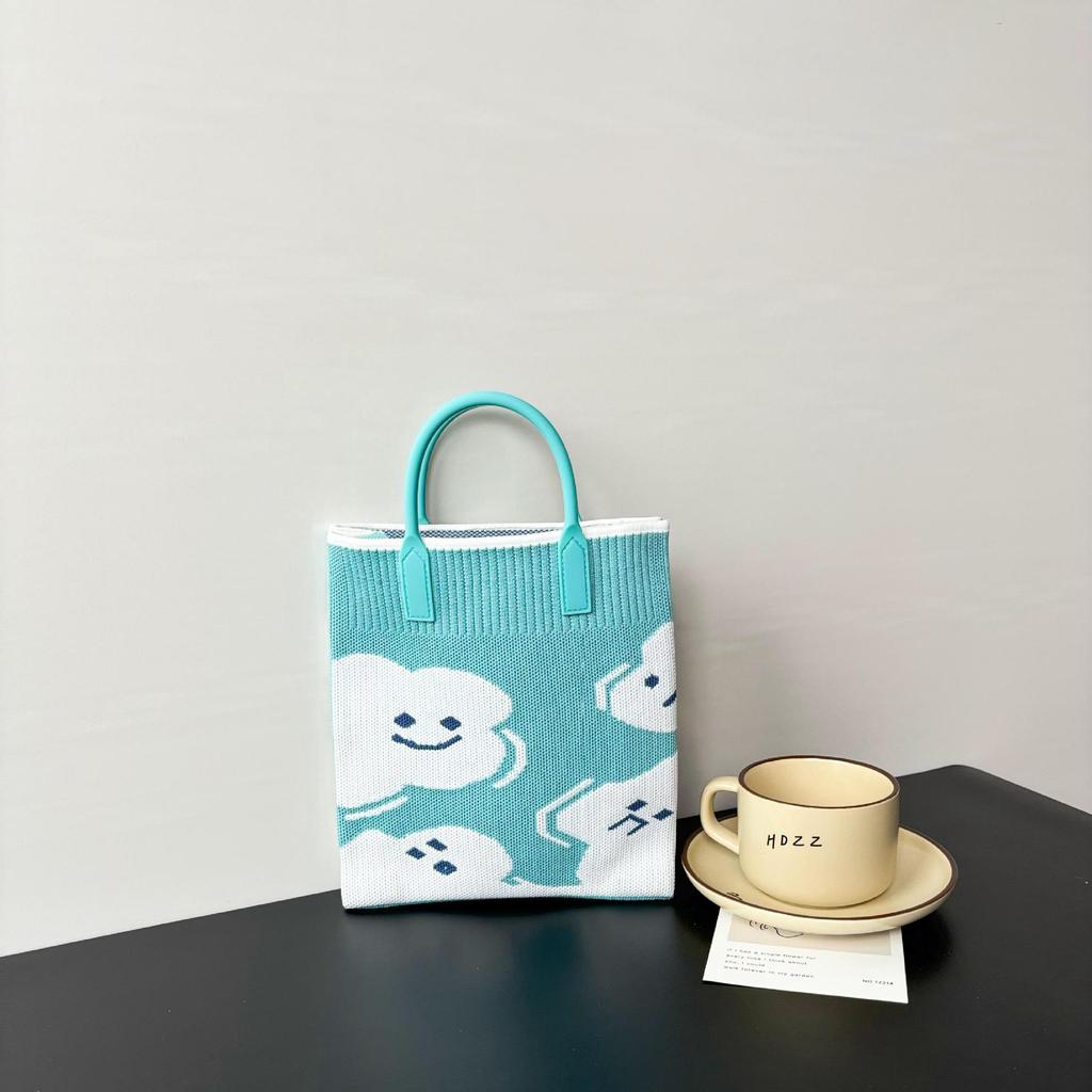 High-Capacity Cartoon Knit Shoulder Bag - Trendy Crossbody Handbag