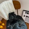Fashion Tassel Shoulder Bag For Women Brand Designer Handbag And Purse 2024 New Drawstring Bucket Crossbody Bag Mini Bolsas Gold