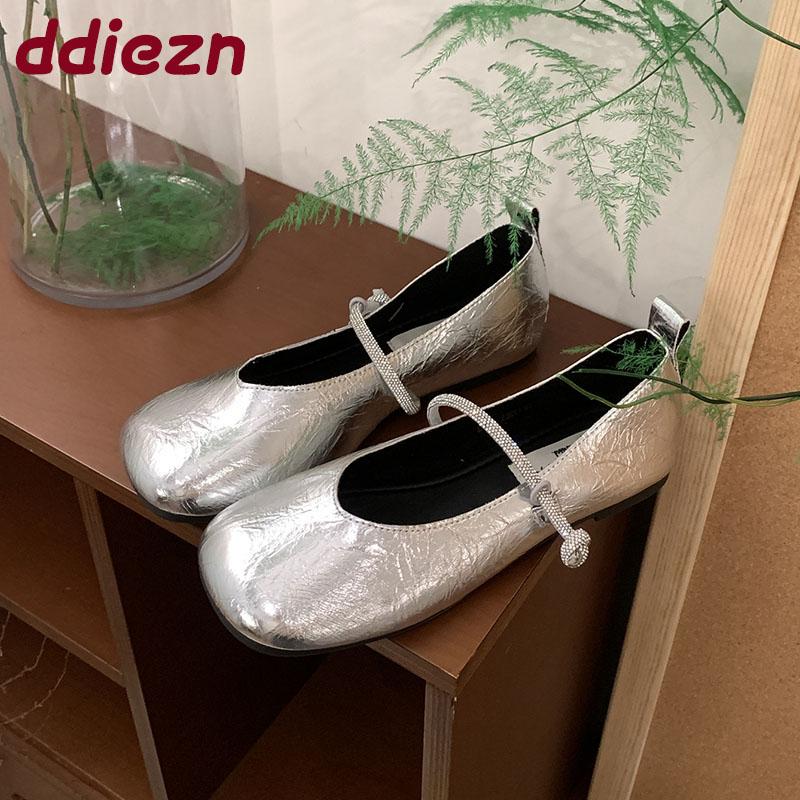 Fashion Fashion Rhinestones Women Mary Janes Flats Shoes Soft Female Square Toe Footwear Shallow Ladies Flats Lolita Shoes