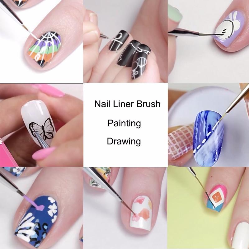 Nail Art  Liner Grid Stripe Flower Design DIY Drawing Painting Brush Pen Manicure Tool