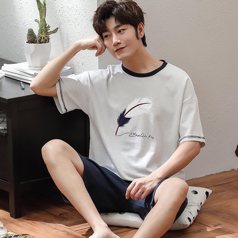 Summer Men's Pajamas Knit Pajamas Set Pajamas Big Boys Pajamas Family Clothing