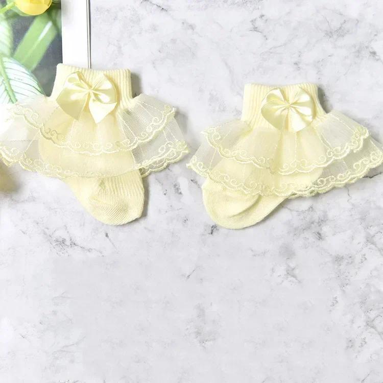 Korean Cute Baby Ruffle Socks Lace Princess Cotton Breathable Socks Newborn Infant Toddler Kids Girls Socks 0-8years Old