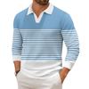 Men's Casual Fashion Printed Lapel Long-sleeved Knitted Bottoming Shirt Top
